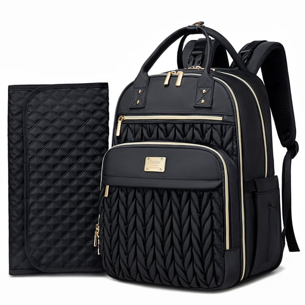 Mochila para pañales Tealari, elegante, impermeable, de viaje, negra