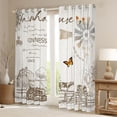 thumbnail image 2 of Rustic Blackout Curtains Windmill Cabin Lodge Curtains & Drapes Farmhouse Farm Truck Curtains 52''Wx63''L, Cow Butterfly Flowers Window Treatments Bedroom, 2 of 6