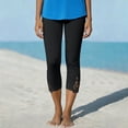 thumbnail image 4 of Sageysalite Capri Legging for Women Yoga Pants Lace Elastic Waist Stretch Casual Lightweight Comfy Gym Workout Pants, 4 of 7