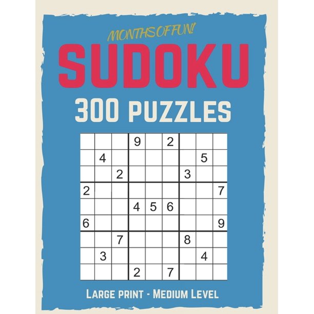 sudoku 300 puzzles large print medium level 1 sudoku per page big size 8 5x11 inches includes solutions large print paperback large print walmart com