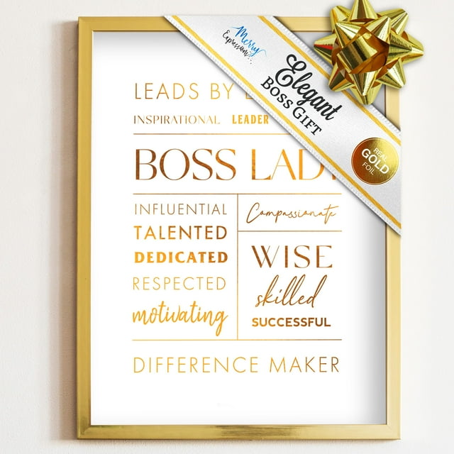 Merry Expressions - Boss Lady Desk And Wall Art - Regalo De Jubilación Regalos De Jefe Regalo De Mejor Amigo Para Mujeres Decoración De Oficina