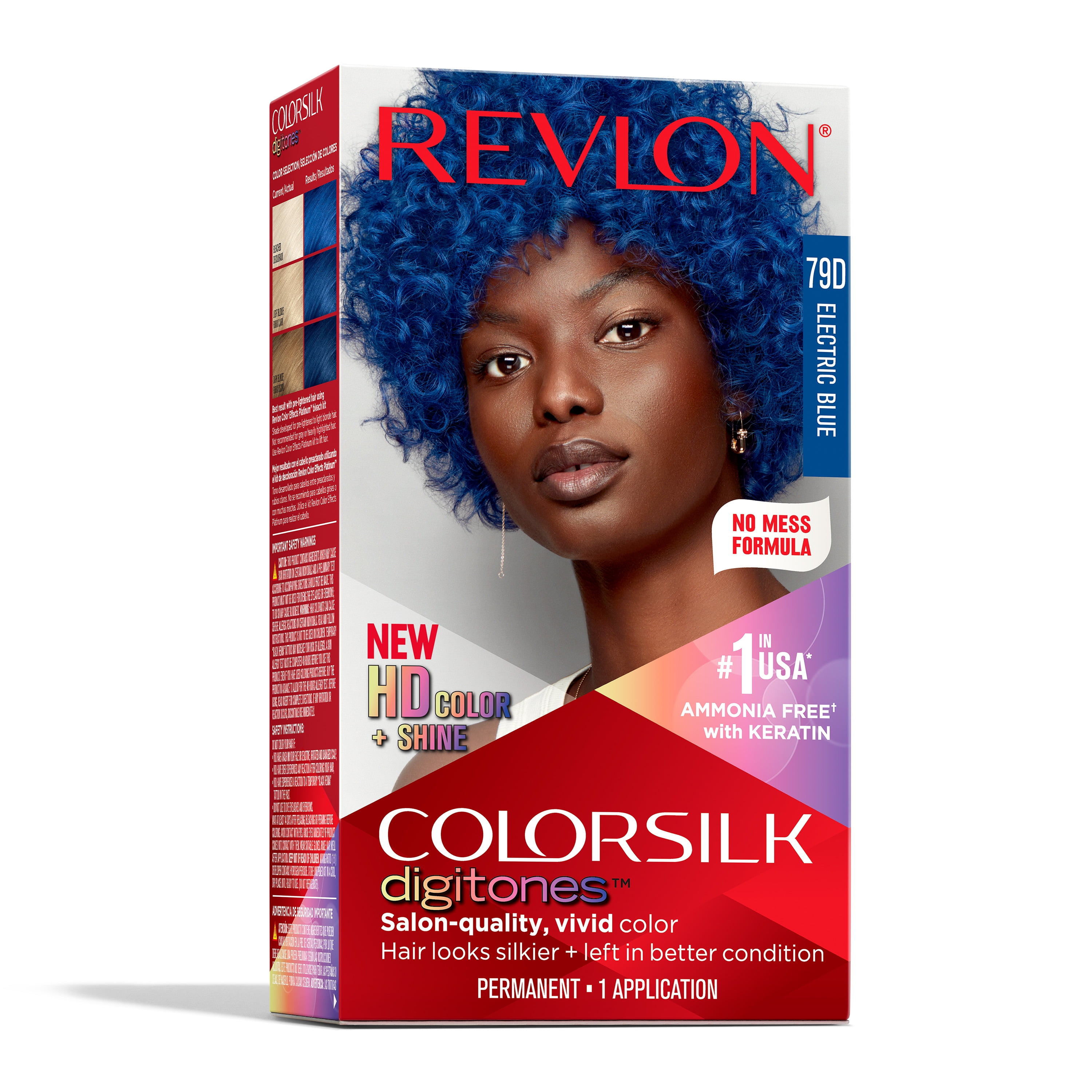 Revlon Permanent Hair Color Colorsilk Digitones with Keratin, 79D Electric  Blue (Pack of 1), 79D Electric Blue 