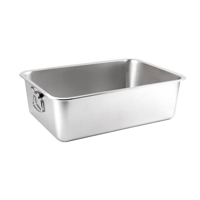 CSChome Bac à Litière pour Chat Rectangulaire en Acier Inoxydable Entrée Basse Ouvert Spacieux Bac à Litière en Métal Accessoires pour Animaux