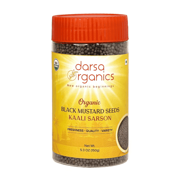 Darsa Organics Black Mustard Seeds, USDA Organic, Kosher, Gluten Free, Non-GMO, Whole, 5.3 oz