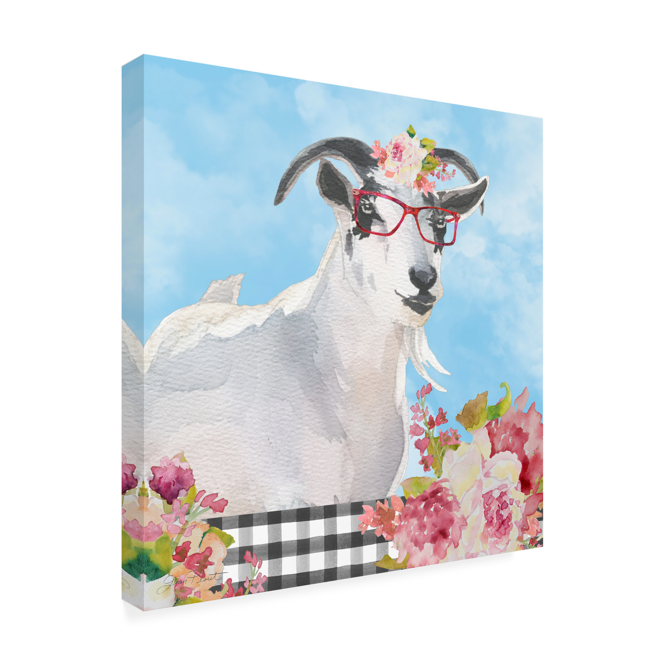 Canvas Wall Art - Jean Plout 'Farm Animal Beauties C' Wall Art for Living Room, Bedroom, or Office Décor by Trademark Fine Art - 14 x 14 Inches