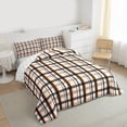 thumbnail image 3 of Homewish Vintage Buffalo Plaid Queen Comforter Set, White Orange Stripes Abstract Bedding Sets, Teens Kids Adult Reversible Bedding Comforter Set, Breathable Home Decor, 3 Pieces, 3 of 8