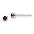 thumbnail image 1 of White Sterling Silver Earring Stud (06) June Women'S Rhodolite Garnet Round Purple 3 mm, 1 of 2