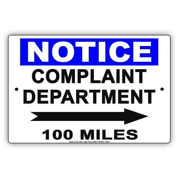 Complaint Department Sign