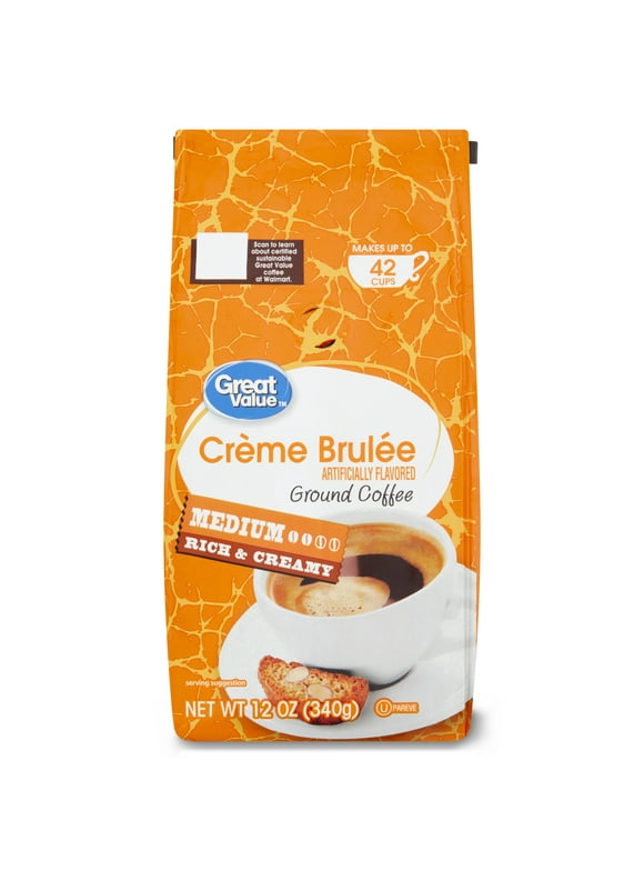 Great Value Crme Brulee Medium Roast Ground Coffee, 12 oz, Bag