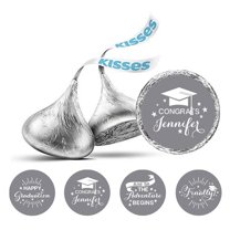 Darling Souvenir 190 Pcs Graduation Theme Custom Stickers for chocolate Candy Labels-Gray