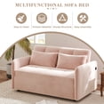 thumbnail image 6 of AENKYO Pull Out Sleeper Loveseat Sofa Bed 3-in-1 w/ USB Ports - Convertible Design for Small Spaces, Pink, 6 of 7
