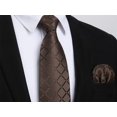 thumbnail image 7 of HISDERN Brown Tie Plaid Checkered Tie Handkerchief Woven Formal Ties Men's Necktie Pocket Square Set, 7 of 7