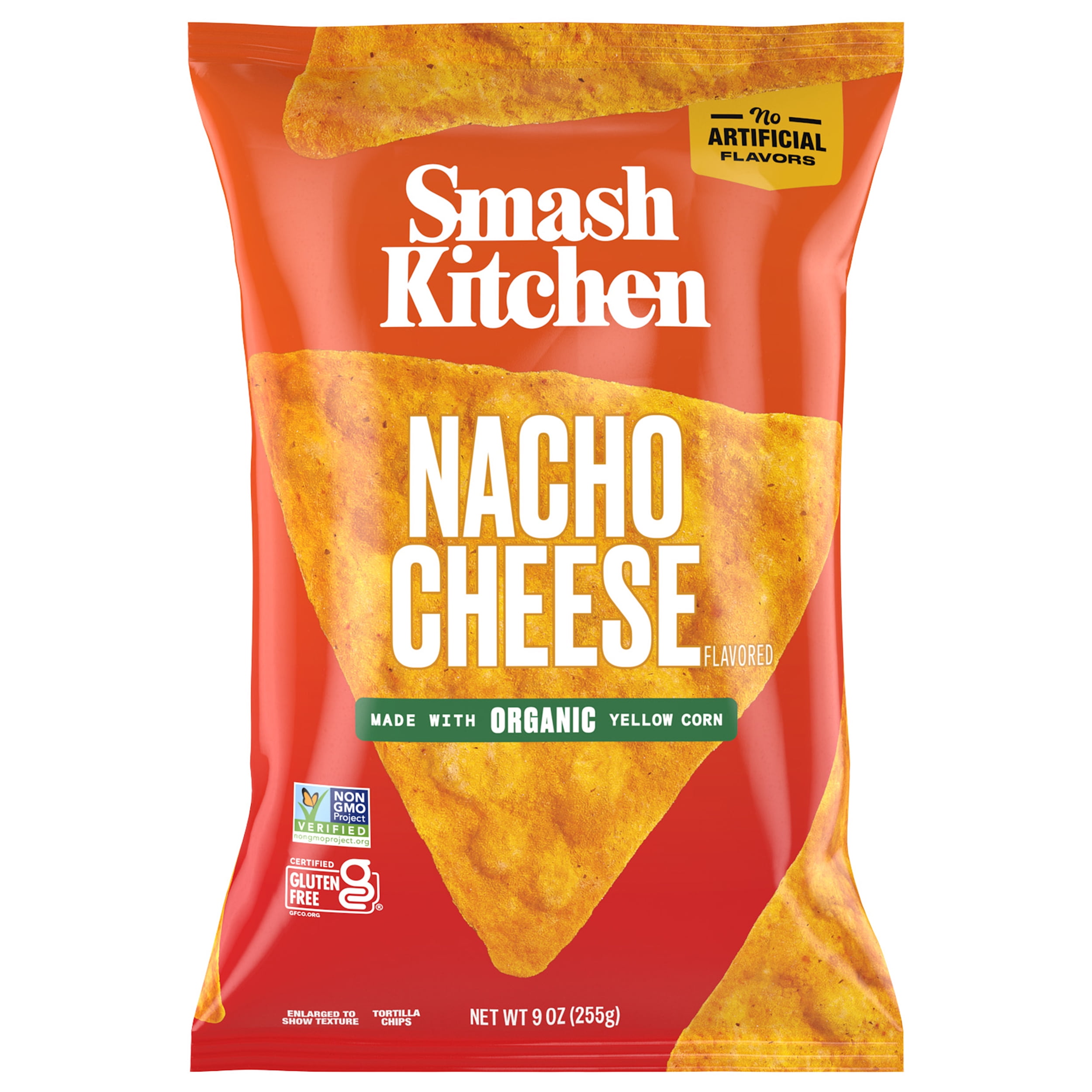 (6 pack) Smash Kitchen Nacho Cheese Non-GMO Tortilla Chips, 9 oz