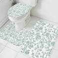 thumbnail image 3 of Spring Flower Bath Mat 3 Piece Bathroom Rug Set, Vintage Farmhouse Turquoise Boho Leaf Non Slip Bath Rug Contour Mat and Toilet Lid Cover, Absorbent Shower Mats Soft Bath Rugs and Mats Sets, 3 of 8