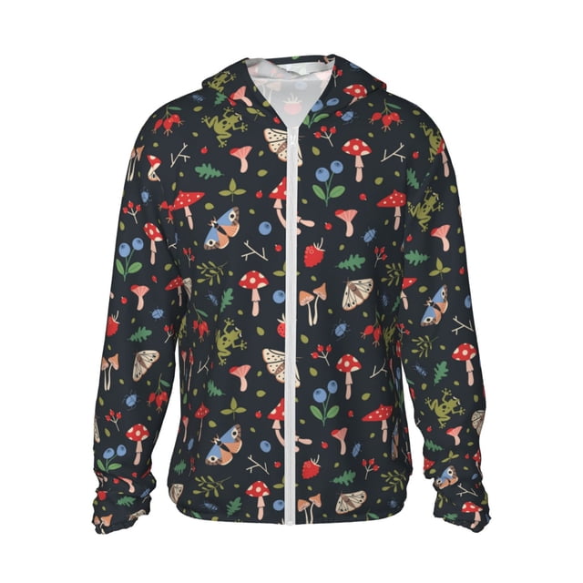 Balery Forest Flora and Insects Sudadera ligera de manga larga con capucha y protección solar UPF 50+ para hombre y mujer, ideal para pesca y running-XX-Large