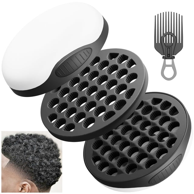 Juego de cepillos para rizar FIABC Silicone Twist Hair Afro Pick Black
