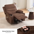 thumbnail image 4 of Oversized Recliner Chair with Massage & Heat, 360° Swivel Rocker Glider, Manual Reclining, Cup Holder, Storage Pockets, Comfy Lounge Accent Chair for Living Room, Bedroom, RV - Linen | Brown, 4 of 8