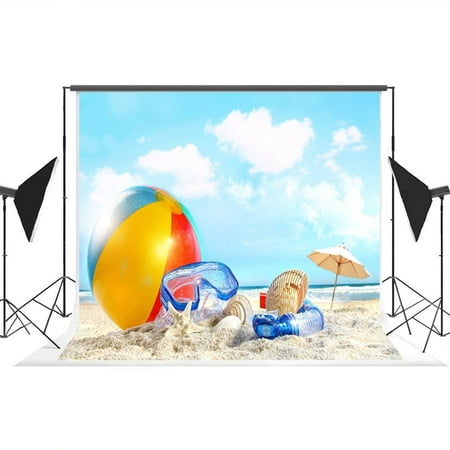 Image of MOHome Backdrop Background 7x5ft Baby Photography Backdrops Sunshine Beach Colorful Ball Toys Background Screen for Studio Props