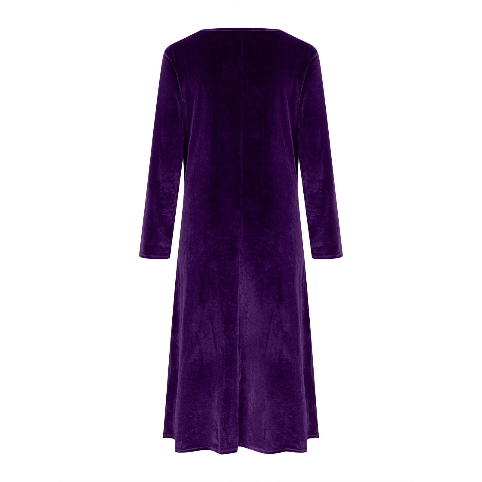 Arnsht Velvet Dress for Women Casual Crewneck Shirt Dresses Elegant Fall and Winter Solid Color Long Sleeve Maxi Dress Purple XXXL
