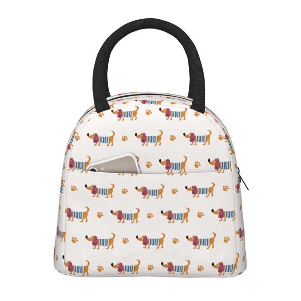 Balery Dachshund Dog Puppy Bolsa de Almuerzo para Mujeres, Caja de Almuerzo, Bolsa de Almuerzo Pequeña Impermeable, Tote de Almuerzo Reutilizable con Gran Capacidad