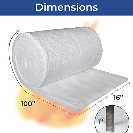 Ceramic Fiber Insulation – 1” (Thick) x 16” x 100” – 8# Density