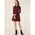 thumbnail image 4 of Disfraz de navidad Vestido corto acampanado de manga larga con media tapeta en contraste y cuello Peter Pan vintage para mujer Vino rojo M, 4 of 6