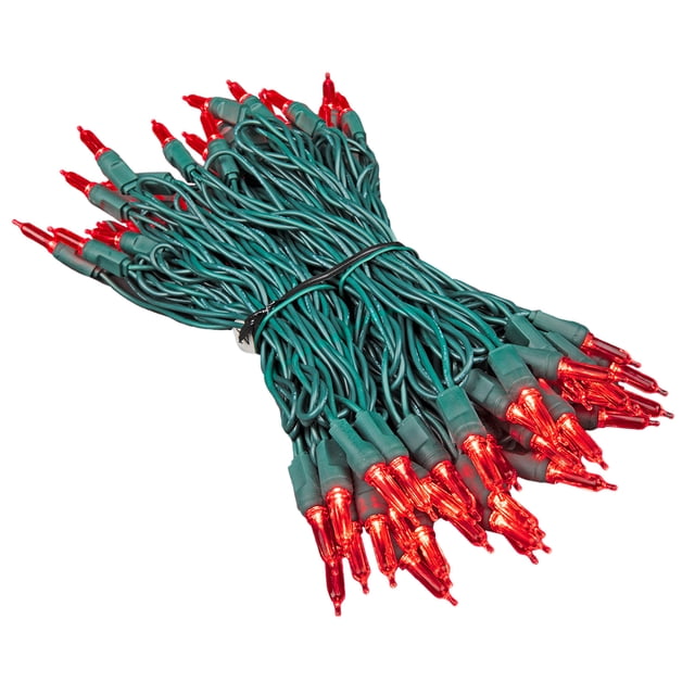 Novelty Lights Style Vintage T5 Lumières de Noël à DEL Rouges, Guirlande Verte de 35 Pieds avec 70 Mini Ampoules, Éclairage d'Arbre Intérieur/extérieur Homologué UL