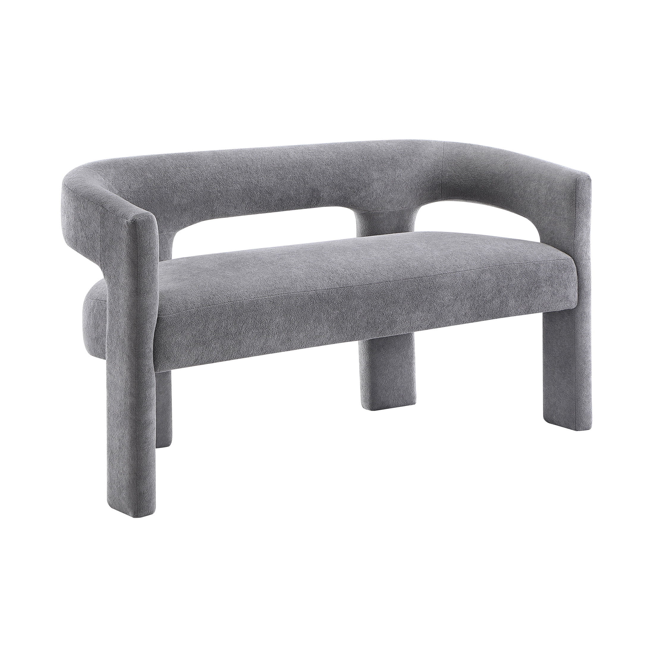 OakvillePark Kora Rectangle Boucle Upholstered Bench with Arms, Dark Gray