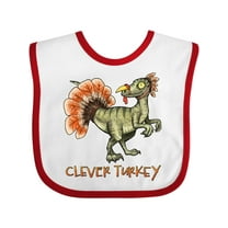 Inktastic Clever Turkey Thanksgiving Dinosaur Boys or Girls Baby Bib