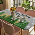 thumbnail image 3 of Grey Christmas Table Cloths for 3 Foot Rectangle Tables, Green Xmas Tree Snowflake Stars Winter Patio Waterproof Elastic Fitted Tablecloths, Washable Rectangular Table Cover for Camping, 3 of 8