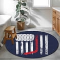 thumbnail image 3 of Small Round Rug 3Ft Washable Non-Slip, Navy Blue Hockey American Flag Circle Area Rugs for Living Room Bedroom, Vintage Abstract US Flag Indoor Floor Mats Carpet Runner for Home Decor, 3 of 8