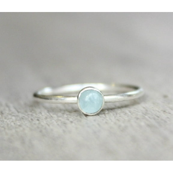 KhushiGems Blue Aquamarine Gemstone Sterling Silver Ring