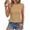 Khaki, variant on Womens Gingham Check Tanks Tops Round Neck Sleeveless All-Over Smocked Bodice Peplum Hem Casual Blouses Yellow L