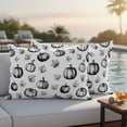 thumbnail image 4 of Black Gray Thanksgiving Outdoor Waterproof Pillow Covers, Fall Pumpkins Leaves Watercolor Art Decorative Rectangle Throw Pillowcase Sofa Cushion Sham for Patio/Couch/Chair, 20"x12" 2 Pack, 4 of 8