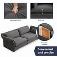 thumbnail image 5 of ZAFLY Living Room Sofa Set, 3 Seater Sofa with Pillows, Upholstered Couch with Adjustable Armrests and Backrest, Modern Linen Minimalist Sleeper Sofas and Couches - Dark Grey, 5 of 9