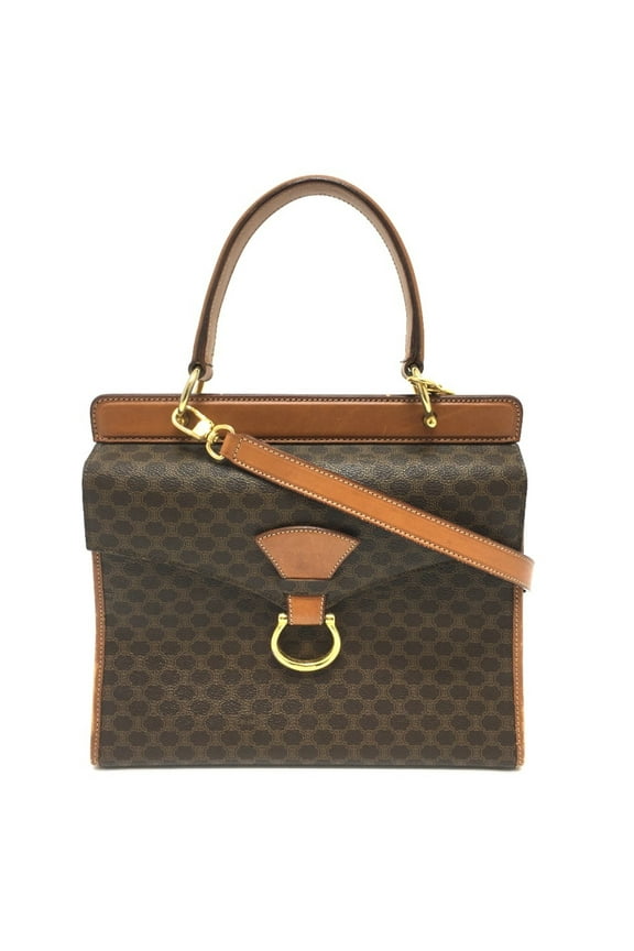 Pre-Owned CELINE Macadam Bag 2WAY Hand Bag Shoulder Bag Brown Brown (Good)