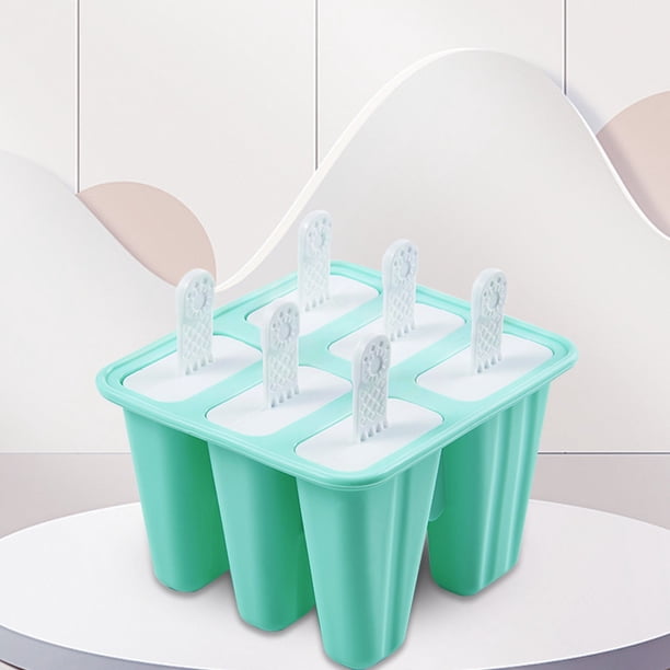 Moldes Para Paletas Bandeja de moldes de paletas de hielo de bricolaje para el hogar para hacer helados de silicona (verde de 6 celdas) Sywqhk Libre de BPA