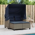 thumbnail image 5 of vidaXL PE Rattan & Powder-Coated Steel Outdoor Sofas with 2-Garden Stool, 2-Seat Cushion, Gray, 5 of 11