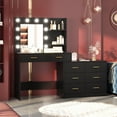 thumbnail image 5 of Yeshouse 1 Piece Modern Vanity Table Set with Mirror, Lights, 8 Drawers and 2 Shelves, Black, 5 of 6