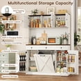 thumbnail image 3 of Farmhouse Kitchen Pantry Cabinet with Trash Can Storage, 47" Extra Wide Kitchen Hutch with Power Outlet, Tall Coffee Bar Station with 3 Drawers & Spice Racks, 3 of 10