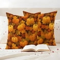 thumbnail image 3 of Orange Pumpkins Fall Outdoor Waterproof Pillow Covers, Thanksgiving Maple Leaf Harvest Decorative Square Throw Pillowcase Sofa Cushion Sham for Patio/Couch/Chair, 18"x18" 2 Pack, 3 of 8