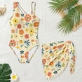 thumbnail image 4 of SEANATIVE 9-10 Years Girls One Piece Swimsuit One-Piece Bathing Suit with Mesh Skirt Cover Up Cut Out Stretchy Swimwear for Kids Children Teens, Daisy Flower Beige, 4 of 7