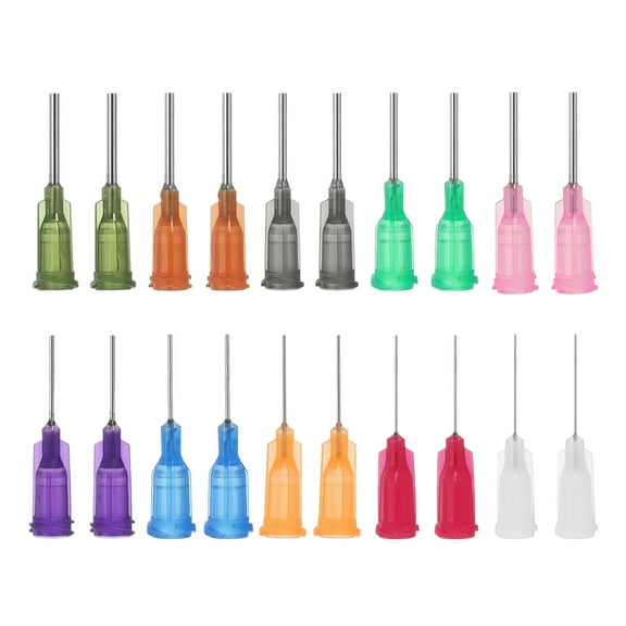 20 Pcs Different Gauge 0.51 Inch Blunt Tip Dispensing Needles for Refilling Liquid Ink, Multicolored