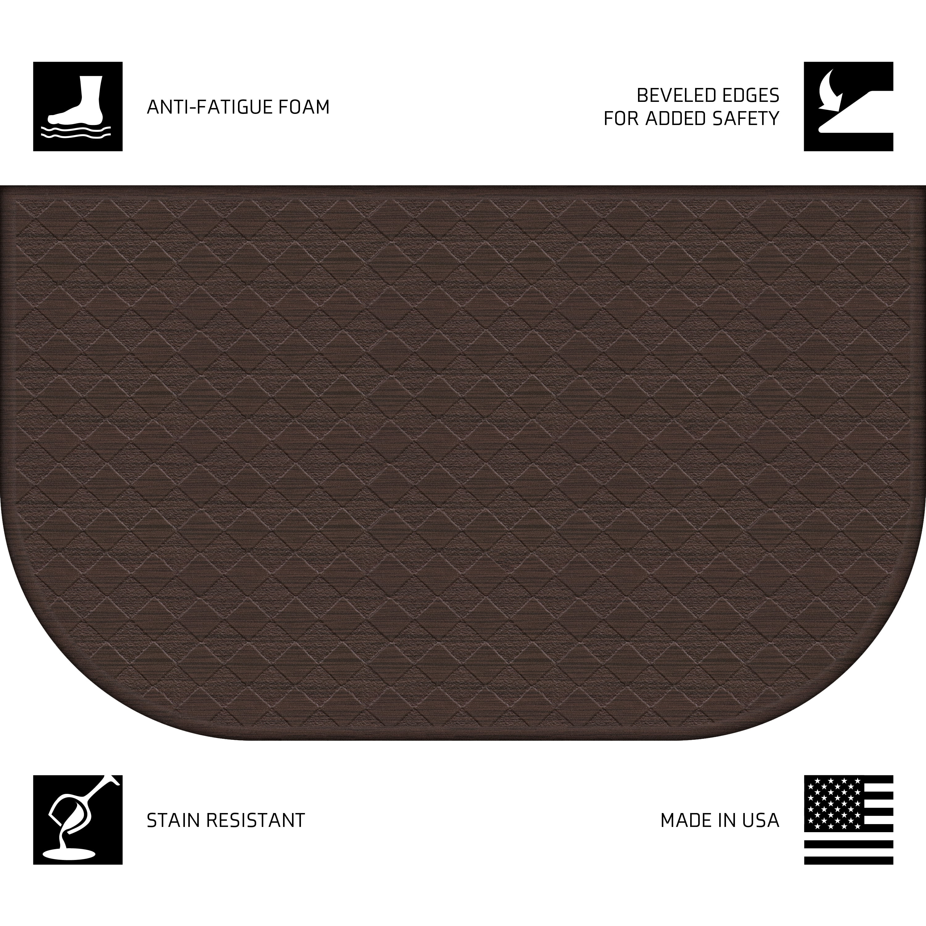Mainstays Comfort Mate D Kitchen Mat; Brown, 1.5' x 2.5'