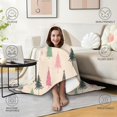 thumbnail image 4 of Wearable Blanket,Beige Christmas Tree Pattern Hooded Wearable Flannel Blanket for Adults & Teens,Winter Poncho Shawl Wrap Cape Cozy Anti-Pill,60"x80", 4 of 5