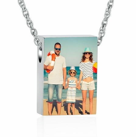 Personalized Square Urn Necklace for Ashes Engraving Photo / Text Cremation Urn Jewelry for Women Men Memorial Keepsake Jewelry