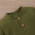 thumbnail image 4 of MesaSe Newborn Infant Baby Boy Girl Winter Clothes Ribbed Solid Button Long Sleeve Tops Pants 2PCS Set Orange 0-3 Months, 4 of 10