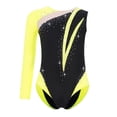 thumbnail image 3 of Sholeno Gymnastics Leotard for Girls One Shoulder Long Sleeve Ballet Bodysuit Tumbling Dance Outfit Fluorescent Yellow 6, 3 of 7