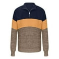 thumbnail image 3 of ZUKMRJPC Men's Quarter Zip Sweaters Slim Fit Long Sleeve Color Block Casual Pullover Sweater Chunky Knit Textured Stand Collar Warm Sweater, 3 of 6