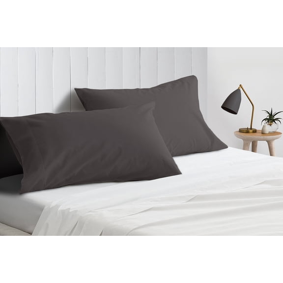Egyptian Cotton Oversized King Size Pillow Covers Solid 600 TC Sateen Soft And Smooth Cotton Comfortable Bed Pillow Cover (Set of 2, Dark Gray)